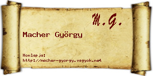 Macher György névjegykártya